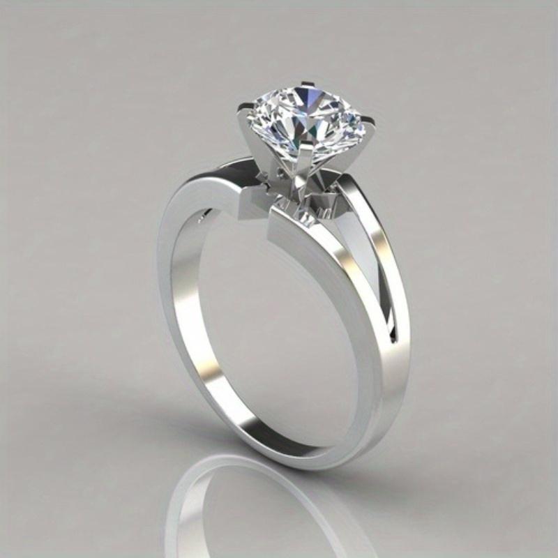 1Pc Stylish and Simple Inlaid Synthetic Zircon Ring, Fashionable and Multi-purpose