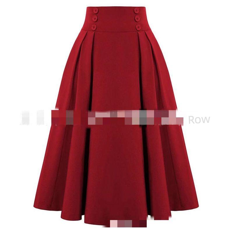 

Solid Color High Waisted Pleated Skirt Women Solid High Waist Pleat Skirt Red S