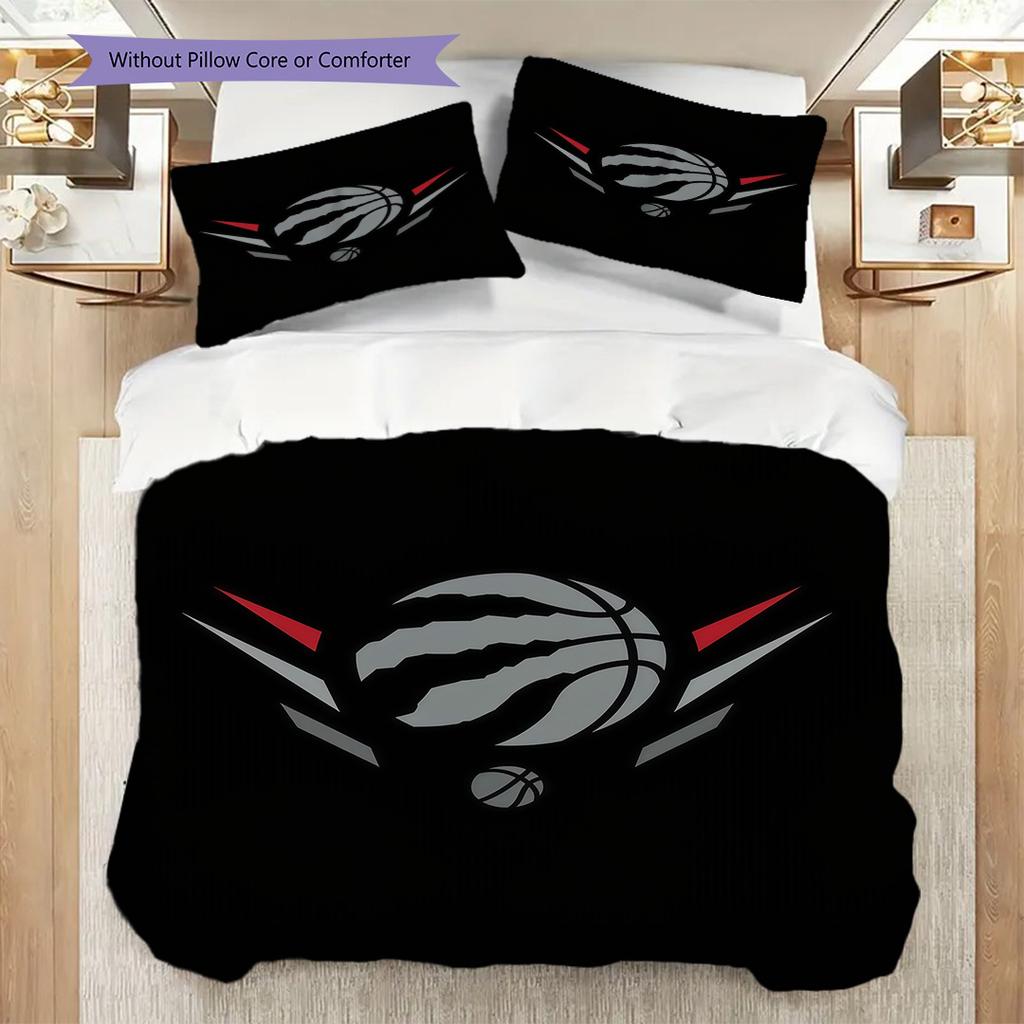 Toronto Raptors Bold Black Bedding(1 * Duvet Cover + 2 * Pillowcase, Without core)Bedding Set Soft and Comfortable Christmas Birthday Gift Bedding