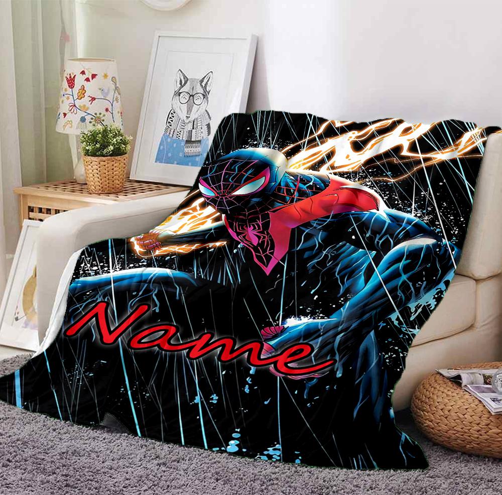 Custom Name Spider-Man Storm Flannel Blanket Throw Blanket Soft Warm Sofa Bed Decor Unique Gift