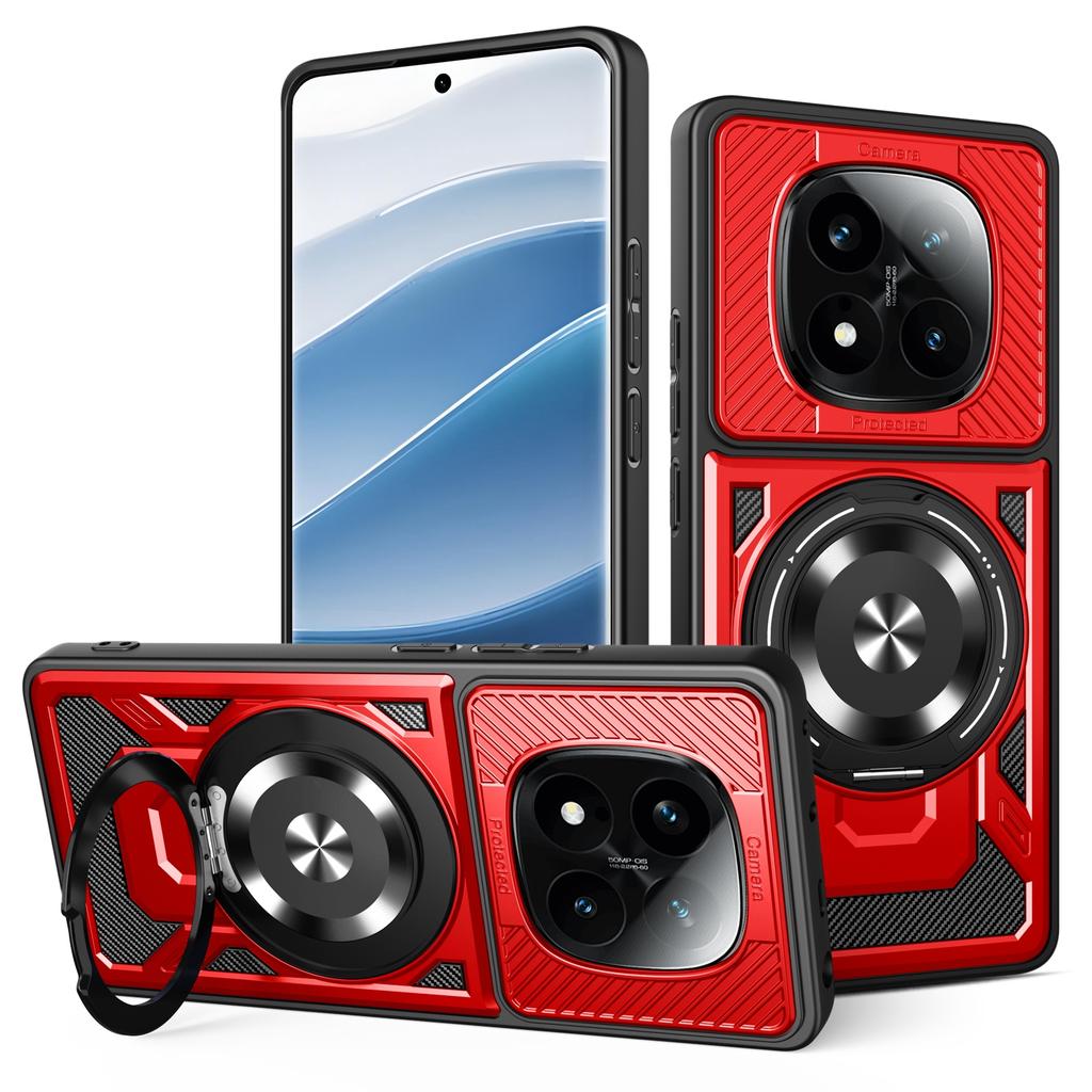 For Xiaomi Redmi Note 14 Pro 4G Magnetic Case Rotating Kickstand TPU+PC Phone Cover