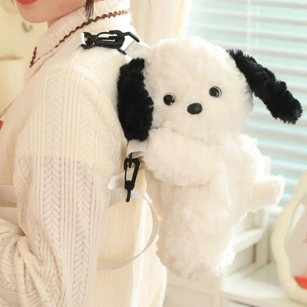 Cartoon Dog Crossbody Bag Puppy Animal Backpack Kawaii Plush Shoulder Bag Outdoor