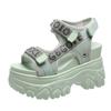 Korean Style Rhinestone Platform Velcro Sandals - 2024 Summer Collection