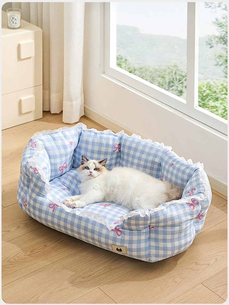 Comfortable Pet Sofa Bed for Cats and Dogs Thick and Warm Memory Foam Nest, Antifouling Polyester Universal All Year Round