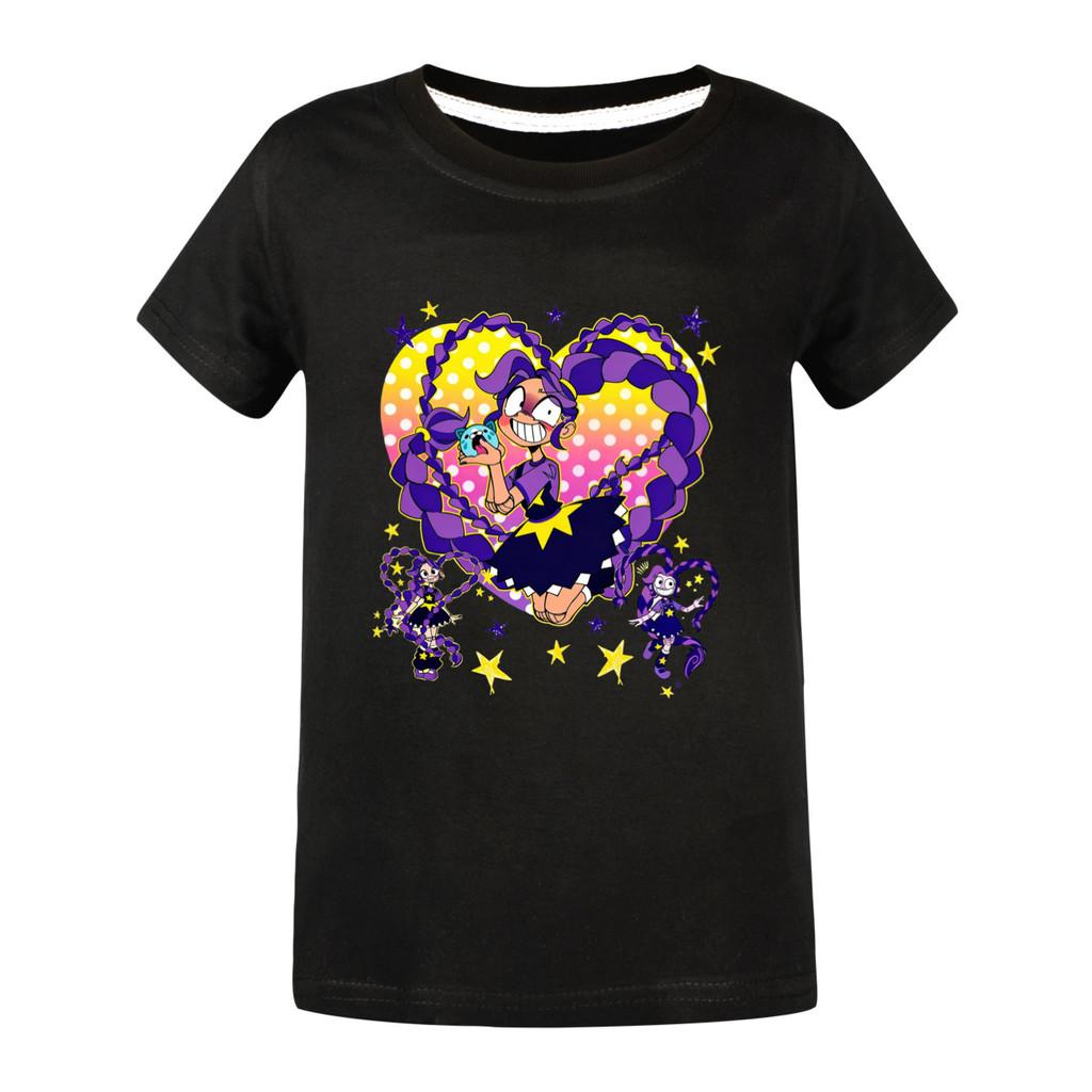 5598 Kinderen Meisjes Lily Liefde Vlechten Print Katoen Korte Mouwen T-shirt