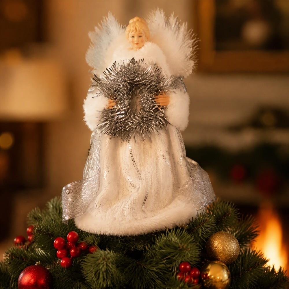 White Feather Wings Christmas Tree Topper 3D Christmas Tree Top Star Desktop