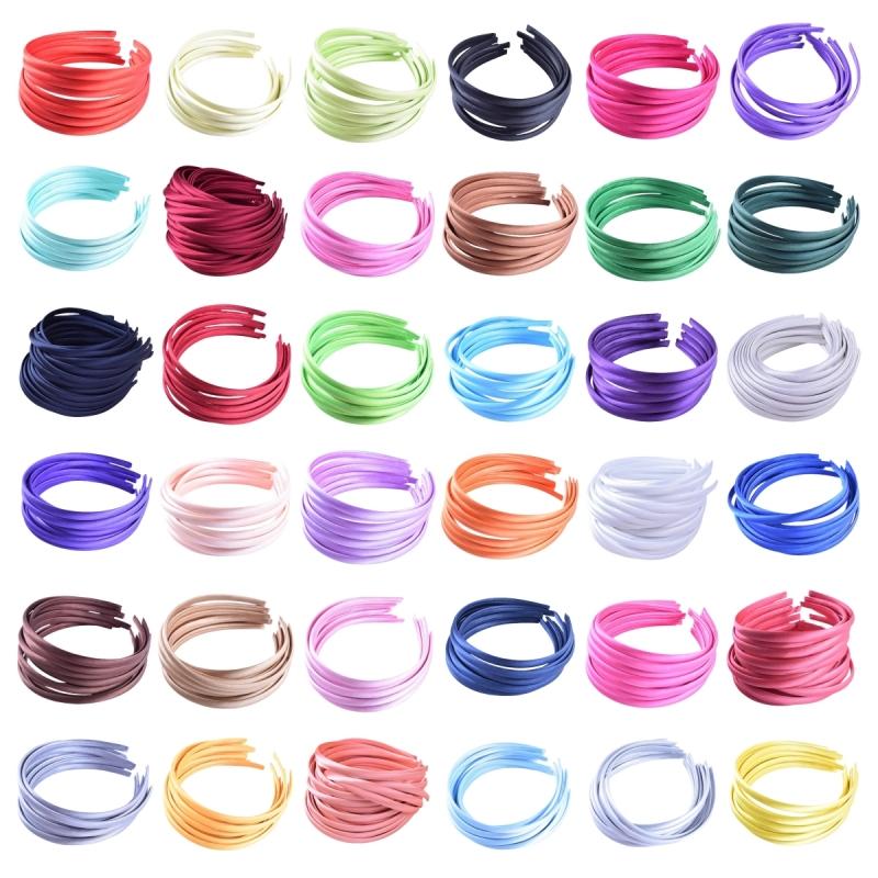 

10pcs/lot Plain 10MM Satin Headband Girls Fabric Covered Resin Hairbands Plastic Headbands Kids Elastic Bands Hair Accessories