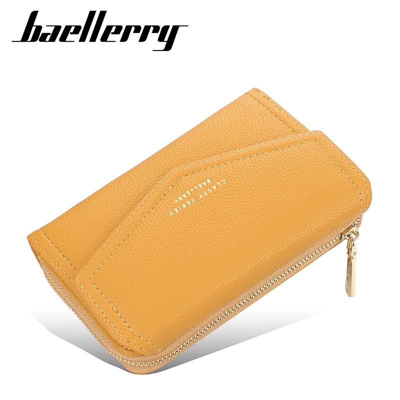 Women's Short Wallet - Baellerry Korean Style Lychee Pattern Zipper Coin Purse, Fashionable Handheld Small Wallet