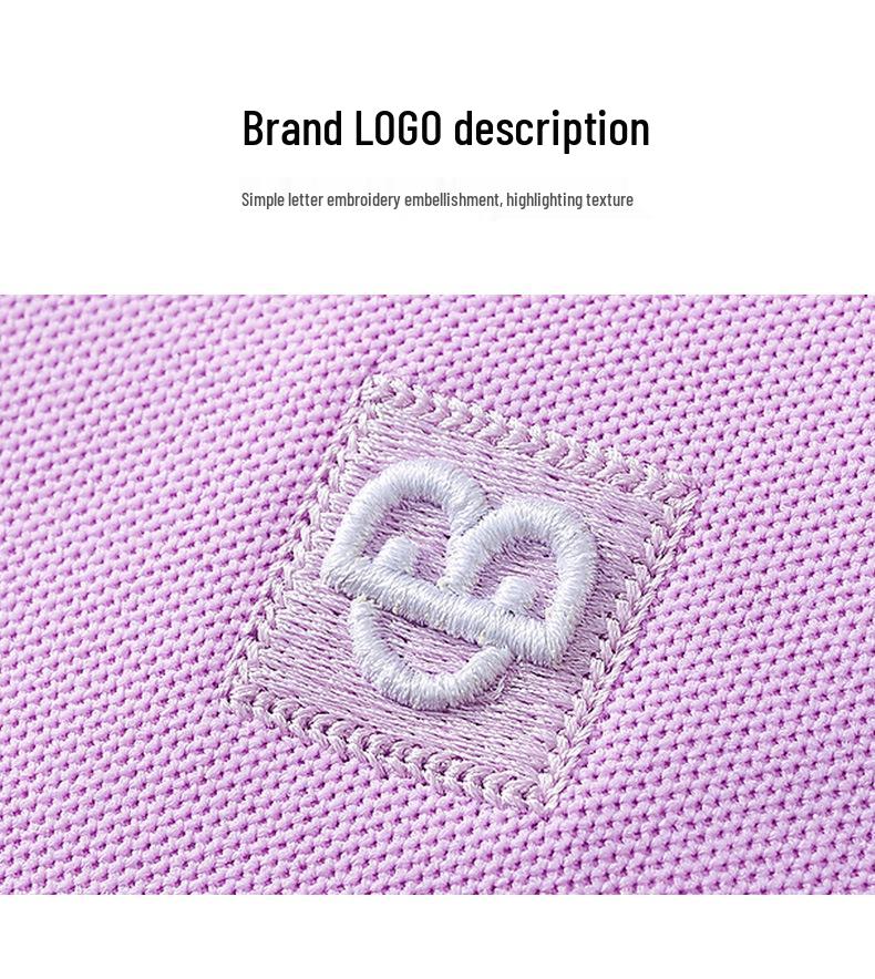 Korean Smiley Embroidered Heavy-Duty Cotton Lapel Polo Shirt for Women