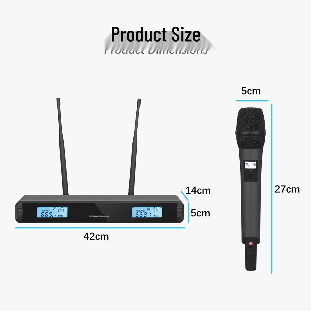UHF Dual Wireless Microphone for Home, KTV, Meetings, and Stage Performances - High-Fidelity Dynamic Sound