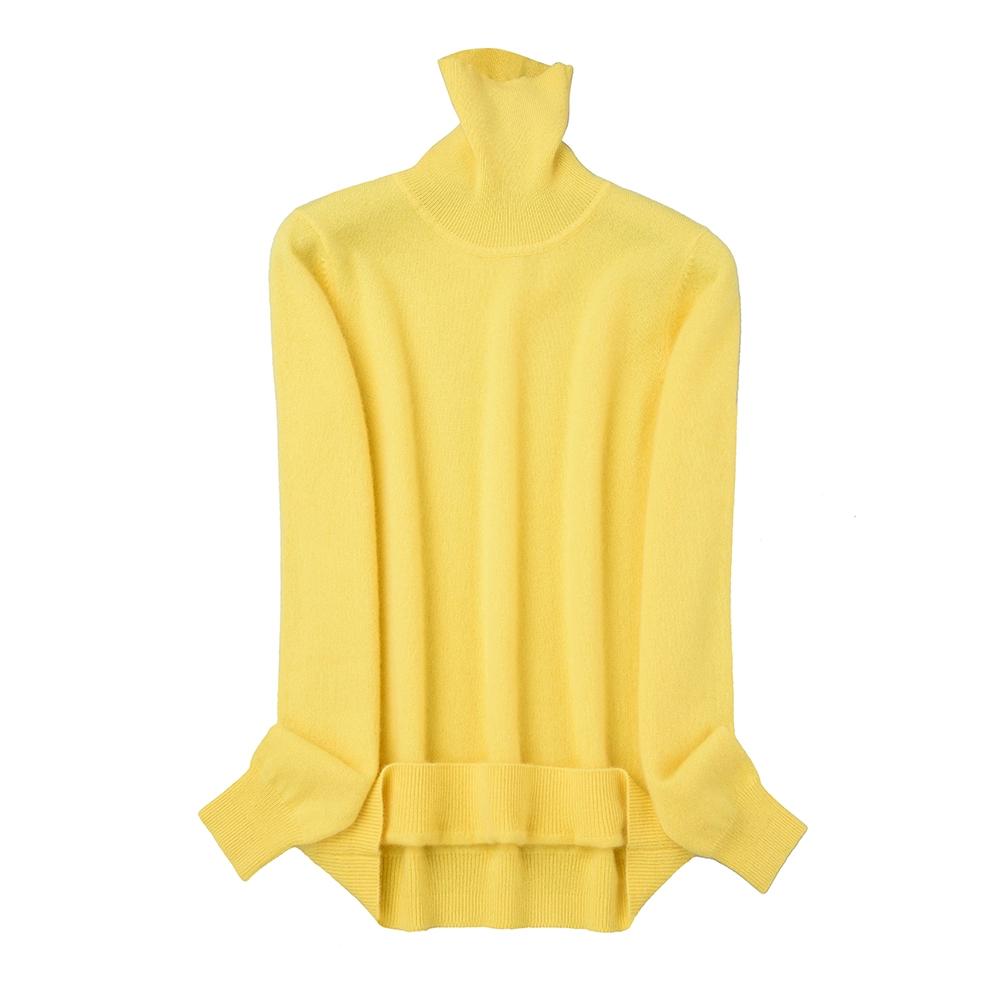 

Женский кашемировый свитер с высоким воротником, модный теплый свитер, однотонный топ XXL жёлтый