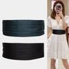 Weaving Cloth Waistband Wide Belt 9CM Width for Ladies Black Decorative Dress Belt Waist Cincher