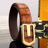 Men's Crocodile Pattern Stainless Steel Buckle Leather Belt