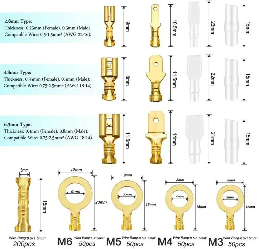 Quick Splice  Male and Female Wire Spade Connector Cold Press Terminal Male and Female Spade Terminals  Connector Insulation