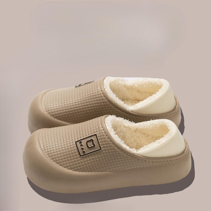 Waterproof Indoor Warm Bags for Women's Cotton Shoes and Anti-slip Plush Slippers
