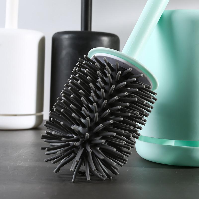 Silicone Toilet Brush Wall Mounted Breathable Holder Soft Bristle Odor Free Bathroom Toilet Cleaning Supply