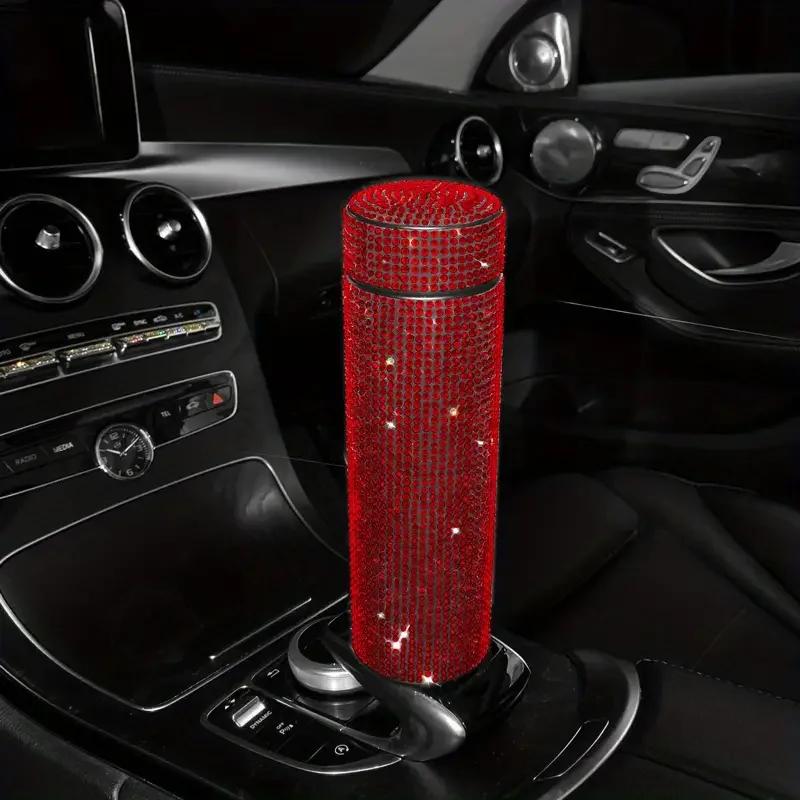 500ml Auto Izolovaná Láhev na Vodu 304 Nerezová Ocel Diamantová Tepelná Konzervace Držák na Vodu Bling Auto Příslušenství pro Ženy