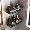 No-Drill Wall-Mounted Bathroom Storage Rack - Aluminum Nail-Free Shelves
