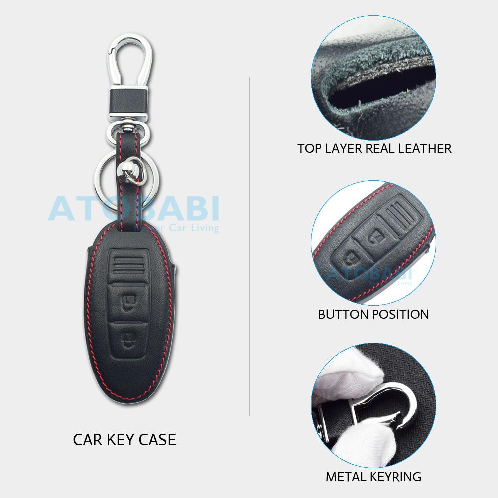 Leather Car Key Case For Nissan 350Z Almera Altima Armada Qashqai Cefiro Cube Juke Livina Remote Fob Protect Cover Keychain Bag