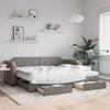 Vidaxl Extendable Sofa with Drawers, Taupe, 100X200 Cm, Fabric