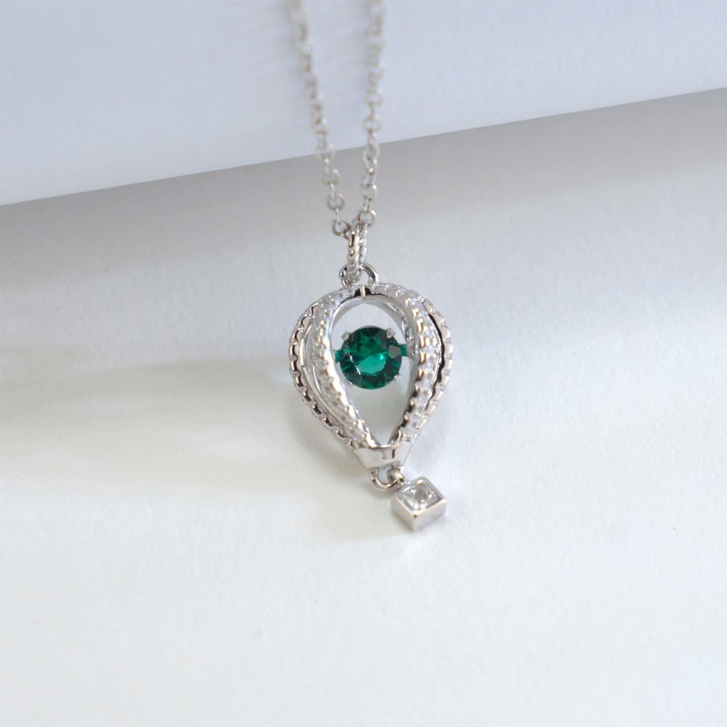 Daxin Jewelry S925 Silver Emerald Birdcage Shape Pendant Necklace 2026 New Elegant and Graceful Office Fashion for Women