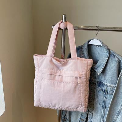 Solid Color Versatile Casual Shoulder Bag Large Capacity Simple Texture Tote Bag Fashionable Commuter Art Bag