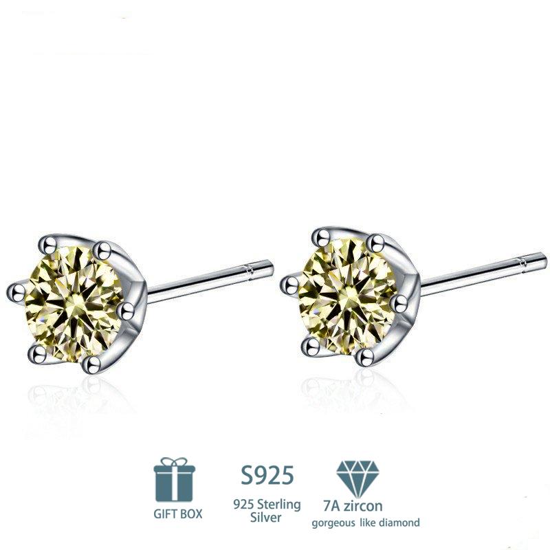 Tancise Klassische 925 Sterling Silber Rosa Gelb 7A Zirkon Ohrringe Tropfenohrringe für Frauen Hochzeit Party Geschenke