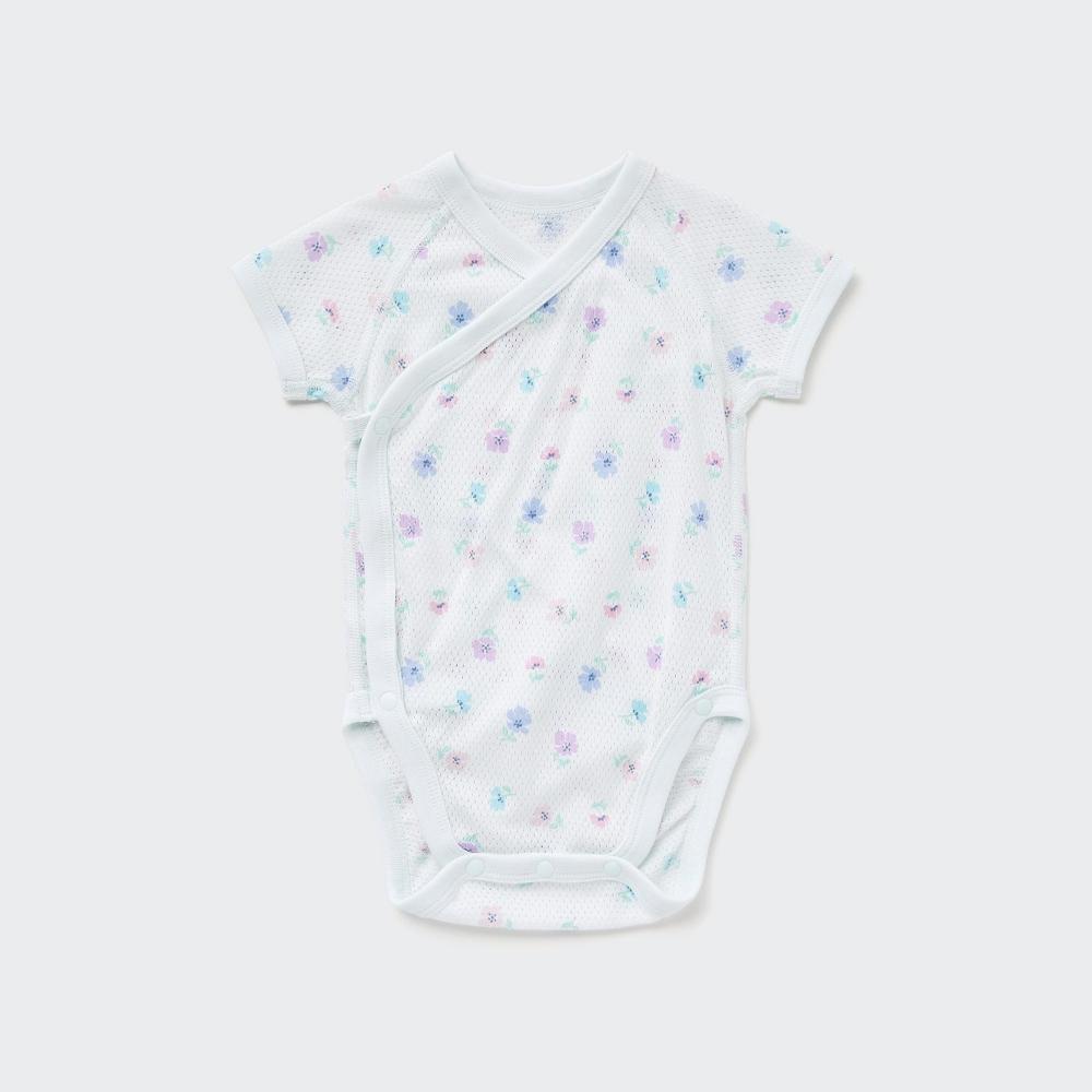 

UNIQLO BN Joy Of Print Хлопковое сетчатое боди с коротким рукавом 1P Цветок 60см