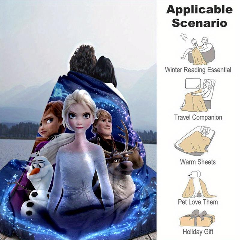 1PC Frozen Elsa & Friends Winter Wonderland Throw Blanket, Seasonal Decorative Blanket, Soft Flannel Throw Blanket, Living Room, Travel, Cam