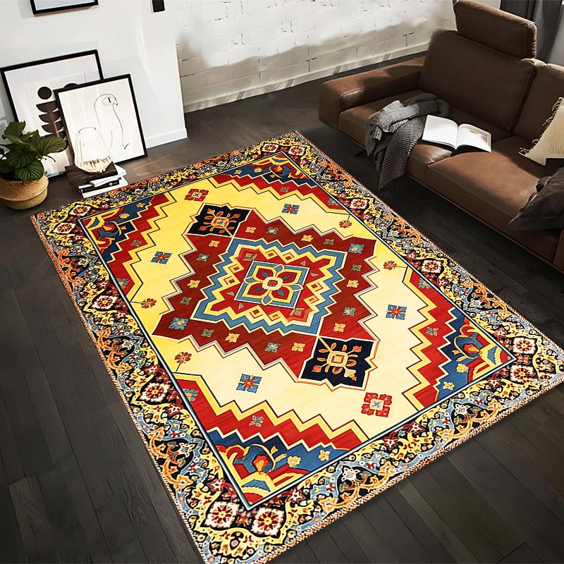

Ethnic Style Geometric Pattern Carpet with Colorful Star Motifs Suitable for use as an anti-slip for living room bedroom sofas 40x60cm( 15x23in )