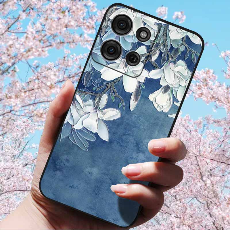 For Motorola Moto G15 4G/ G15 Power/G75 5G 3D Relief Flower Emboss Soft Silicone Cases Back Cover with 3D Flower Patter for G15