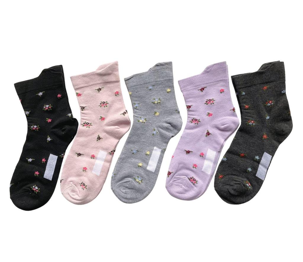 Mode Select Nursing Easy to Put on with One Loose Elastic Cotton Personalized Name Floral Set G09 Women's Socks, 5-Pair Set, Hand, Cuffs, Blend,