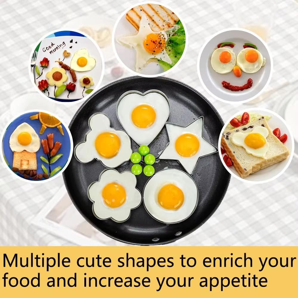 Egg Ring Molds for Cooking 5 Pack Griddle Egg Rings Stainless Steel Egg Cooking Rings Heart Flower Star Micha Round Pancake Mold