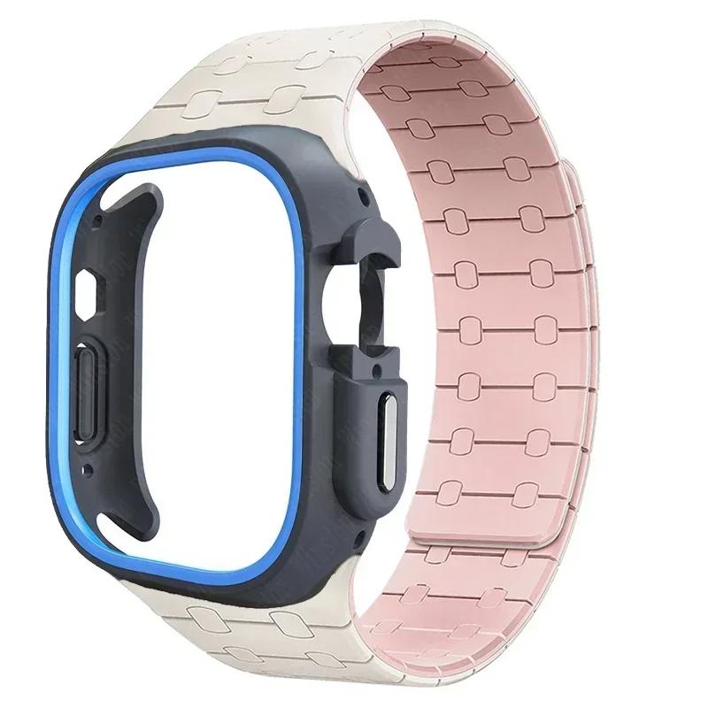 TPU Case+Silicone Strap for Apple Watch Band Ultra 2 49mm 45mm 44mm 41mm Protective Case Bracelet for Iwatch Series 9 8 7 6 5 4