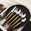 4/5/6Pcs 304 Stainless Steel Wooden Handle Flatware Cutlery Set Dinnerware Western Tableware Knife Fork Tea Spoon Silverware