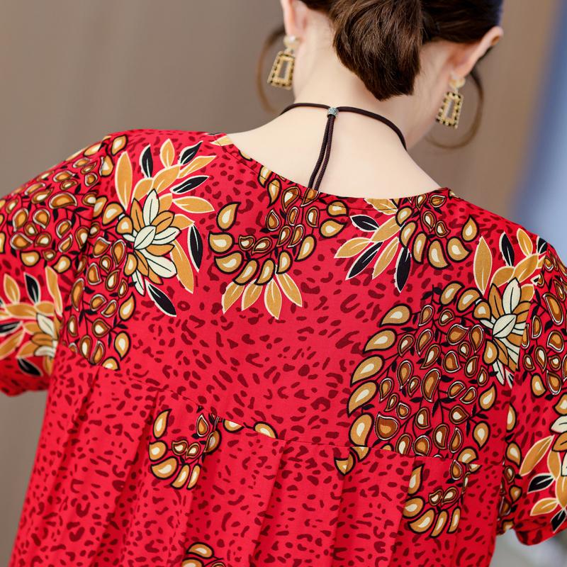 Elegante lange Kleider mit Ärmeln Übergröße Lässiges lockeres Kurzarm-Vintage-Kleid für Damen Sommerkleidung