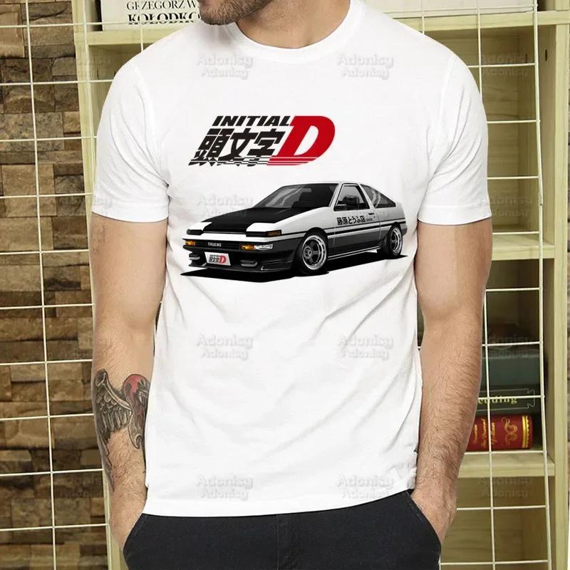 Initial D T Shirt Men Retro Washed Tops Tees Harajuku AE86 Drift Tshirt Hip Hop Male Fujiwara Tofu JDM Japanese T-shirts