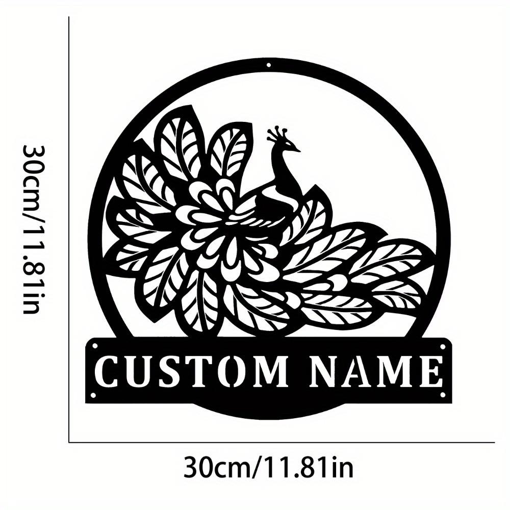 

Metal Wall Art Peacock Design Personalized Name Sign Home Decor Indoor Outdoor Gift TYDZ002812