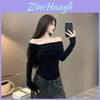 Sexy Girl Long Sleeve T Shirt With Spliced Design For Fall Winter Office Wear