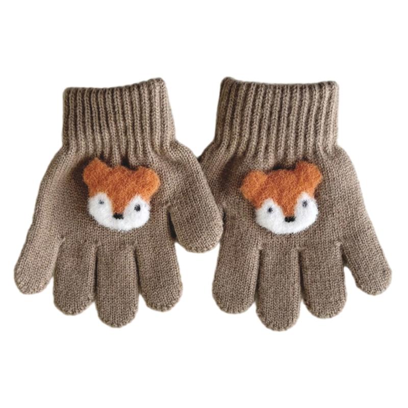 1 Pair Cartoon Kids Gloves Soft & Breathable Knitted Fabric for Boys Girls 3-6T Winter Outdoor Play Mittens Warm