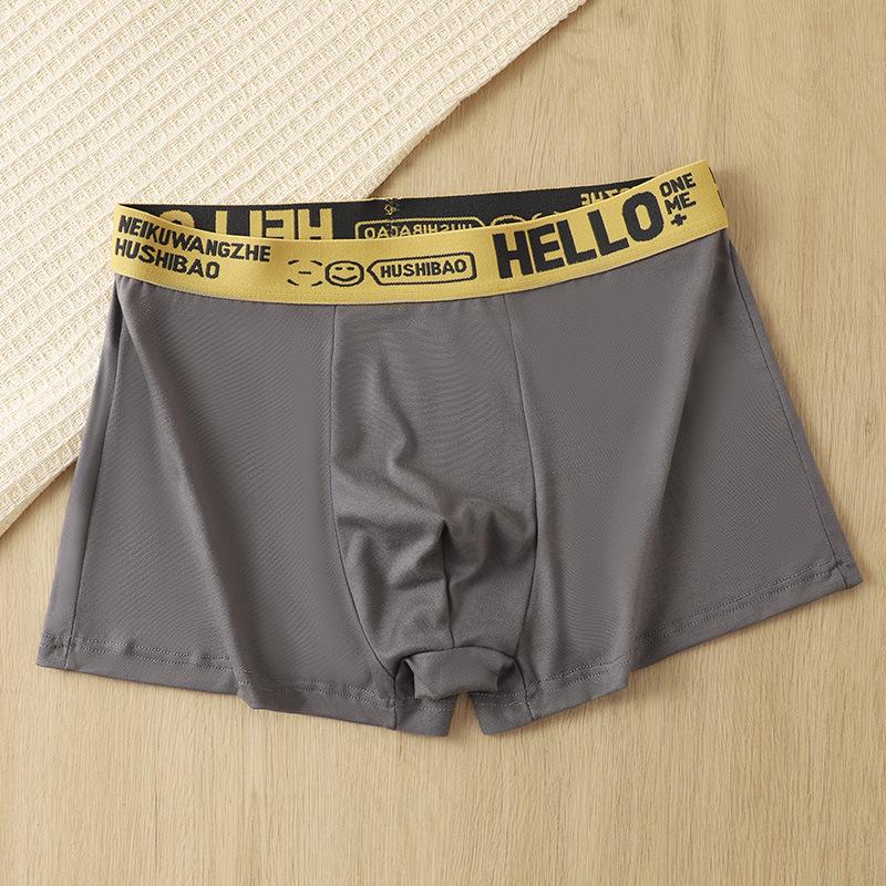 

Men s Breathable Sports Boxer Briefs - Solid Color & Letter Design 4XL (80-90 kg) темно-серого