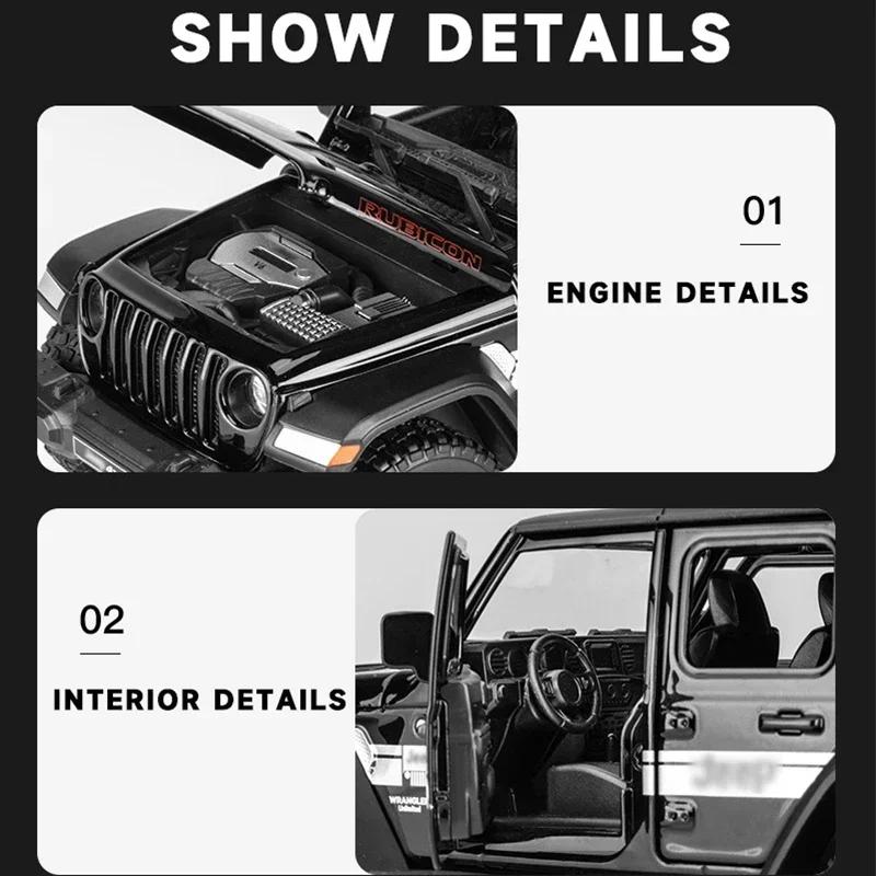 1:22 Jeep Wrangler Rubicon Off-Road High Simulation Diecast Car Metal Alloy Model Car Toys for Children Gift Collection