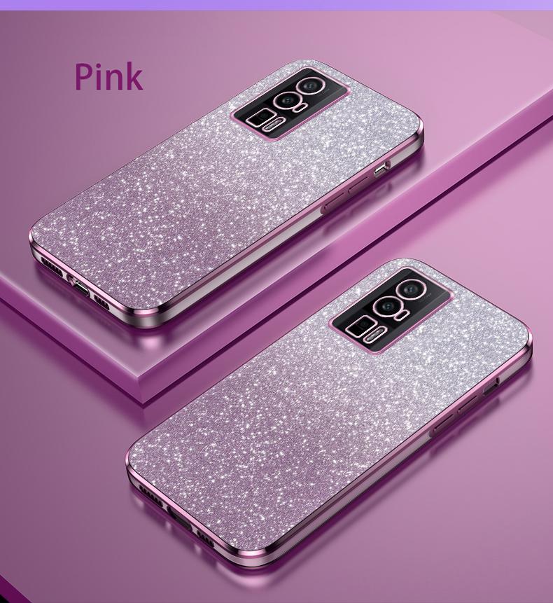 Luxury Gradient Glitter Plating Case, Silicone Back Cover For Xiaomi Mi Poco F5 X5 X3 Pro M4 M3 F4 F3 GT Pro M5, M5S, C55, C40
