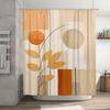 Moderner Badezimmer Duschvorhang Geometrisches Blumendesign in Beige, Orange, Weiß für Heimdekor Einfache Installation mit Hakenringen Perfek