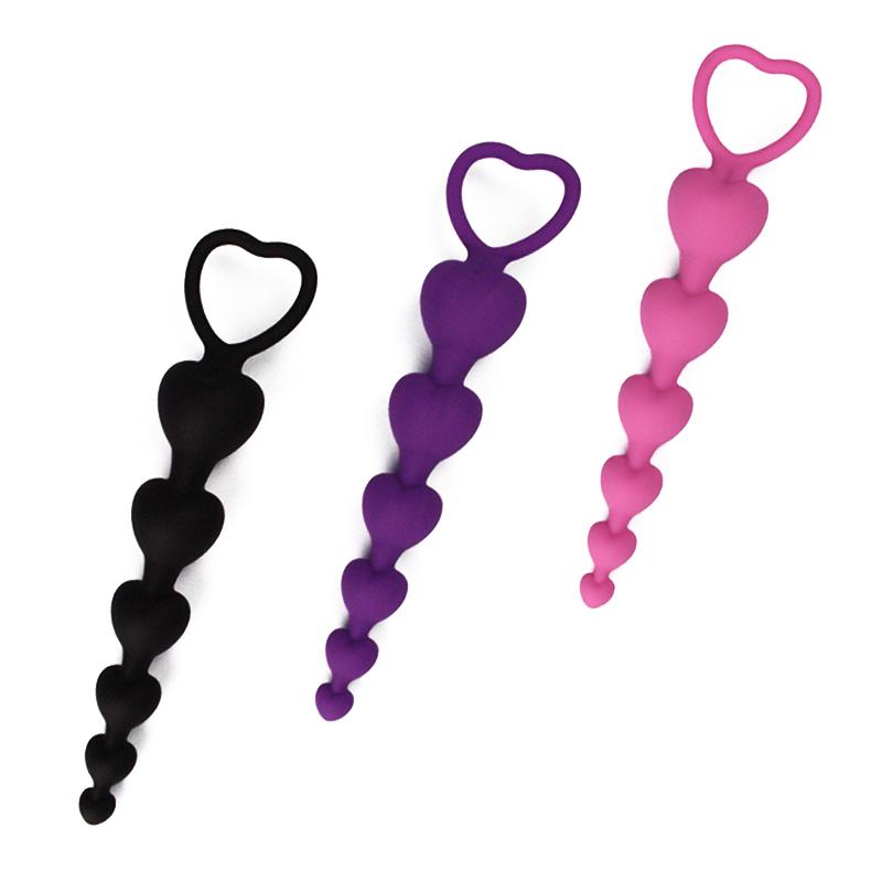 Heart Shaped Silicone Anal Beads Butt Plug Balls