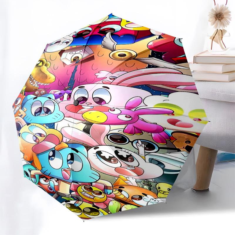 Cartoon Characters Themed Automatic Opening and Closing Umbrella, Compact Travel Umbrella, Lightweight and Portable, Suitable for Beach Comm