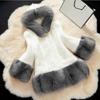 Faux fur jacket imitation mink women's jacket imitation fox fur collar hooded medium and long artificial fur