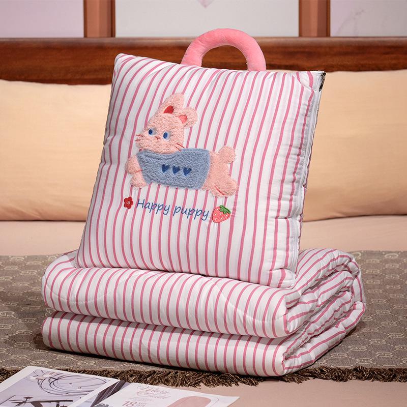 Office Nap Pillow Blanket: 2-in-1 Sofa Throw & Car Cushion Quilt