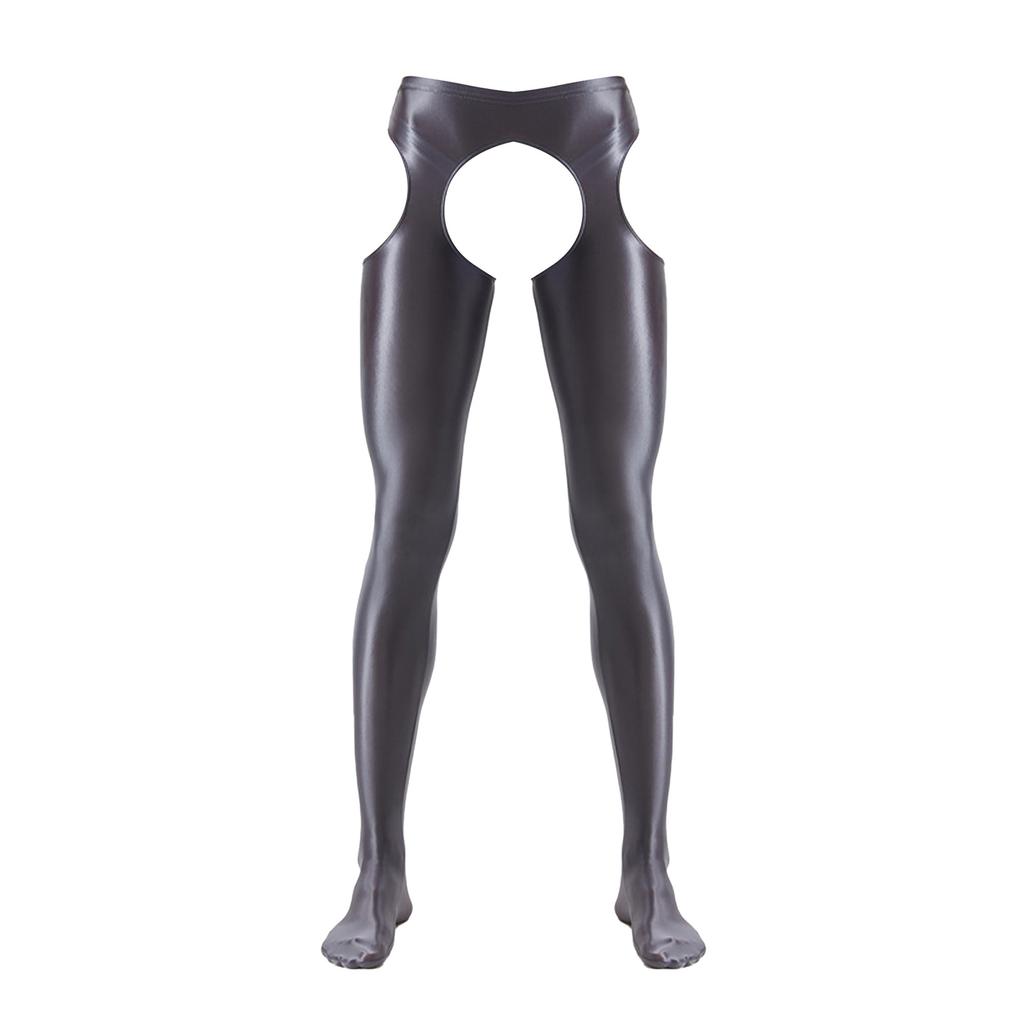 Collant Uomo con Taglio a Forcella Senza Cavallo Collant Lucidi a Vita Media Leggings
