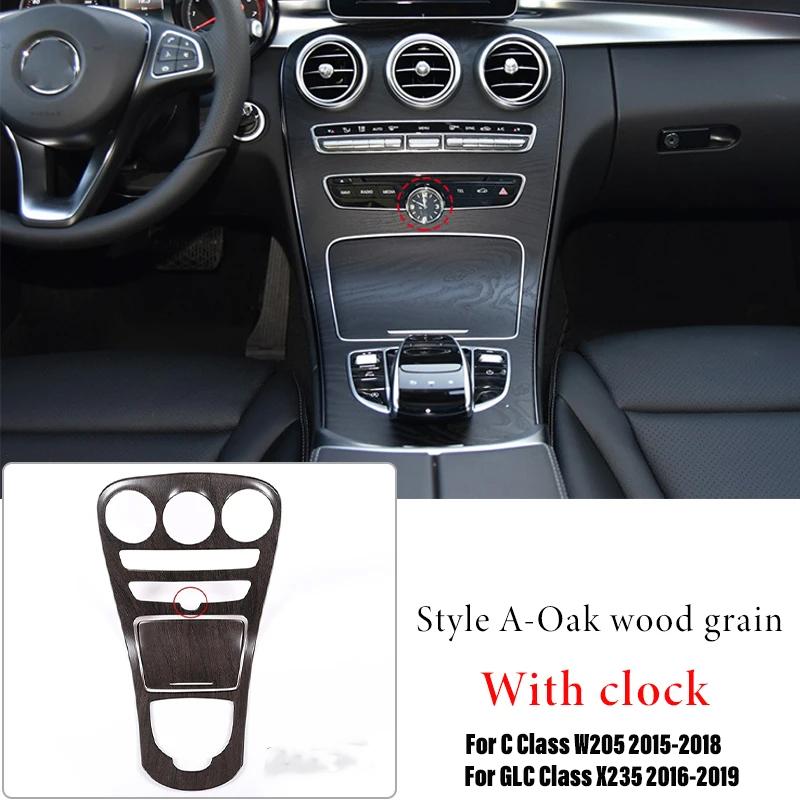 ABS Car Center Console Gear Shift Panel Cover Trim Sticker For Mercedes Benz C GLC Class W205 X235 2015-2021 Auto Accessories